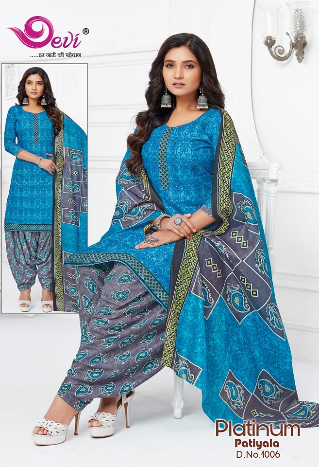 Devi Platinum Patiyala 1 Wholesale Ready Made Indo Cotton Dress Collection
